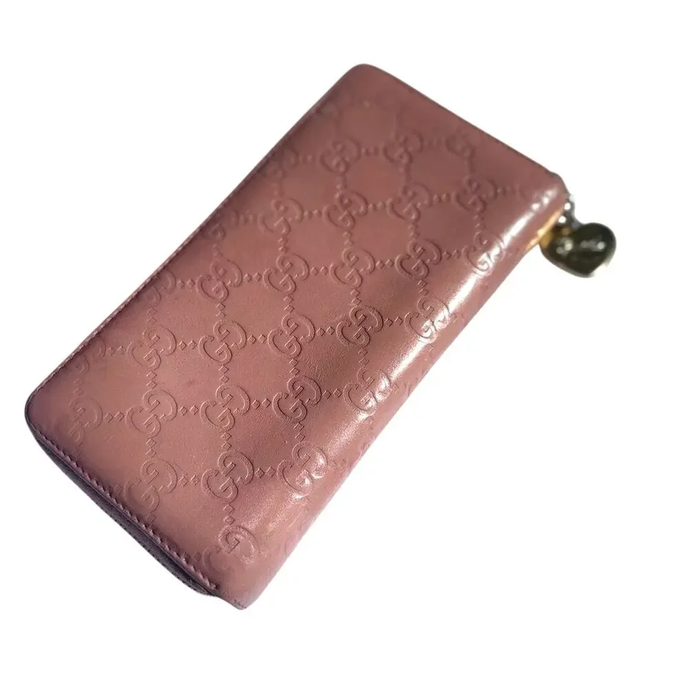 Gucci Guccissima Zip Around Wallet in Mauve Pink